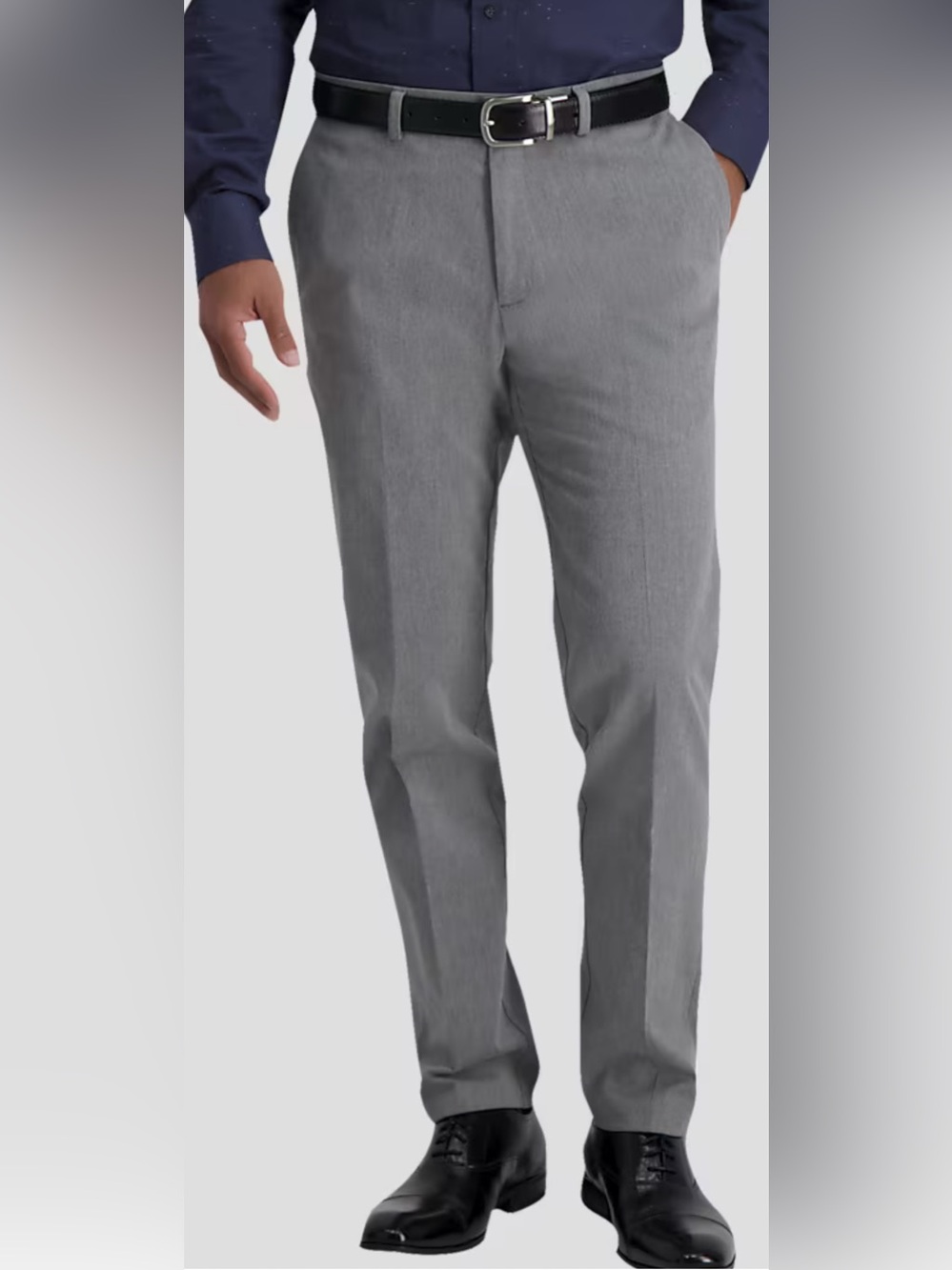 Haggar Grey Pants Iron Free Premium Straight Flat Front Business Casual 32X29 👍